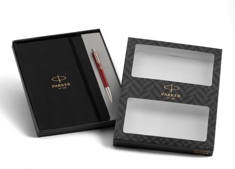 PARKER Gift Set | Note Book with Vector Standard Chrome Trim | Pen