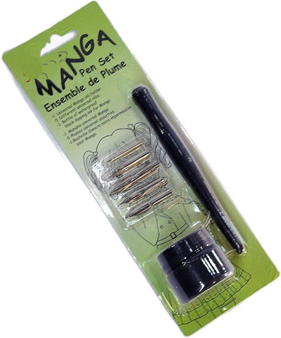 FRKB Manga Calligraphy Dip Pen Set With Universal Nib Holder,Black