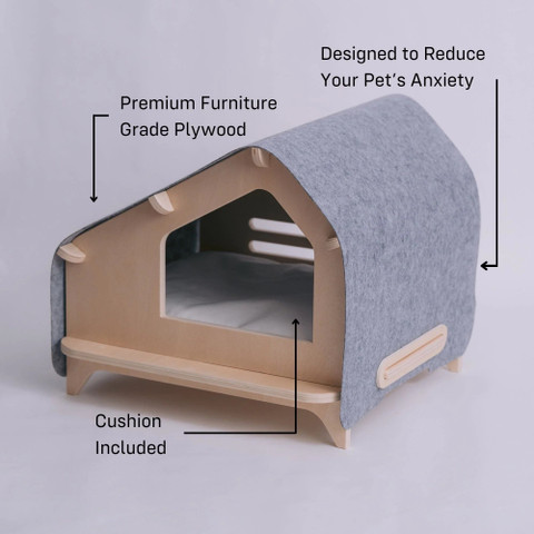 orename Wood Foldable Pet House for Dogs or Cats with Cushion for