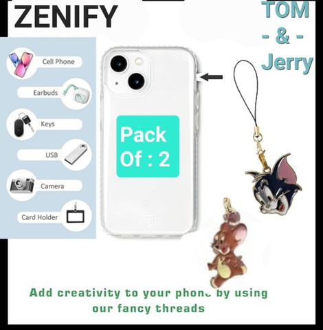 ZENIFY TOM & Jerry phone charms aesthetic keychain key ring gold