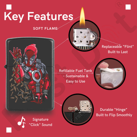 First Dot Deadpool Lighter For Cigarette | Runs On Liquid Fuel | Classic  Anime-Inspired Design Lighter For Cigarette | Runs On Liquid Fuel | Classic  Pocket Lighter Price in India