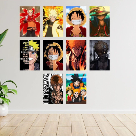 Pack of 10 BIG 3 ANIME POSTER PACK wall Decor Posters, Wall Art
