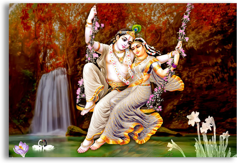 radha krishna on jhula wallpaper