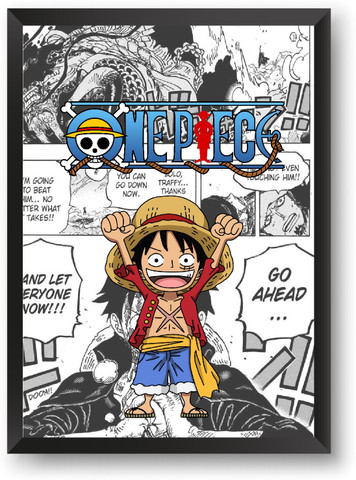 ANIME POSTER FRAME - LUFFY SHANKS ONE PIECE - Black Framed Wall