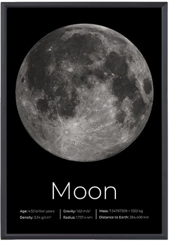 Moon - Poster - 21x29.7 cm - A4 - With Frame - Multicolor Paper