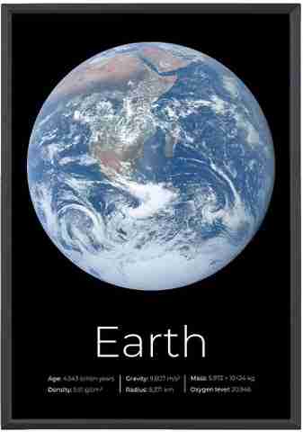 Earth - Poster - 21x29.7 cm - A4 - With Frame - Multicolor Paper