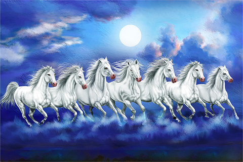 7 Horse Wall Poster | 7 Horse Poster | Lucky Seven Horses Running