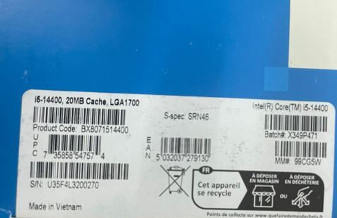 VEDIRD INTEL CORE i5-14400 14th Gen 5.7 GHz LGA1700 14 Core