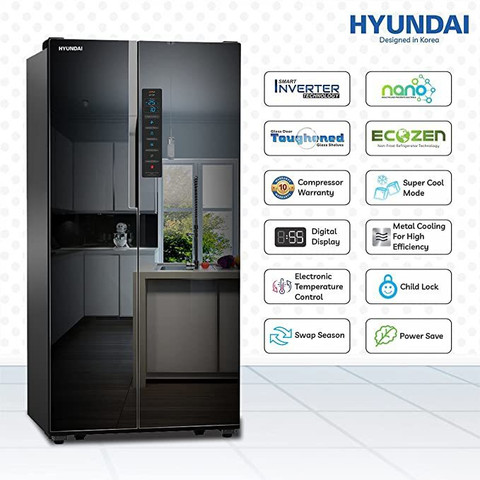 りぃ様 Hyundai 563 L Frost Free Side by Side Refrigerator Online at Best