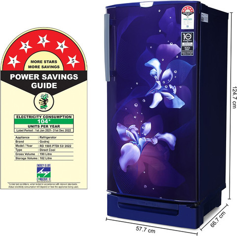 Godrej 190 L Direct Cool Single Door 5 Star Refrigerator Online at