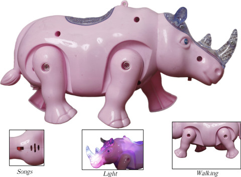 WOW toys Musical Walking Rhino Toy with Flashing Lights for Kids