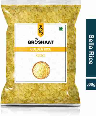 Groshaat Golden Rice ( Golden Sella Rice) - 500 Grm (Pack of 1) Golden ...