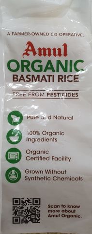 Amul ORGANIC BASMATI RICE 1KG Basmati Rice (Long Grain, Unpolished ...