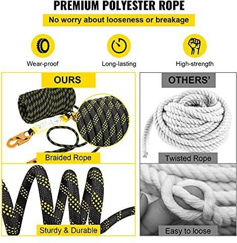 Vevor Vertical Lifeline Assembly 50 Ft Fall Protection Rope Polyester ...