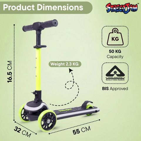 StreetJam Blinkie Kids LED Kick Scooter for 3–12 Years, LED Deck