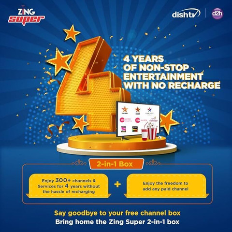 Dishtv Zing Super HD Set Top Box With 4 Years Free Media