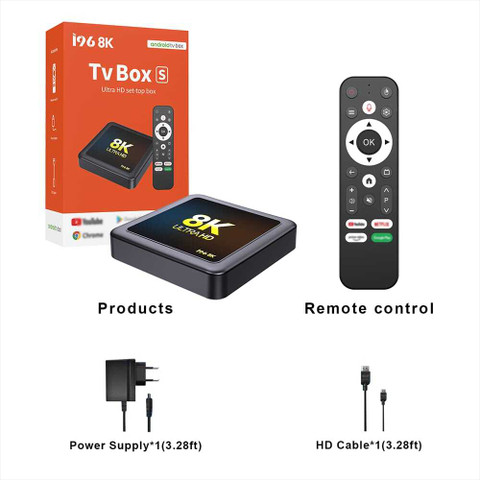Android TV Box i96 8K Ultra HD, 8GB RAM + 128GB, Voice Remote