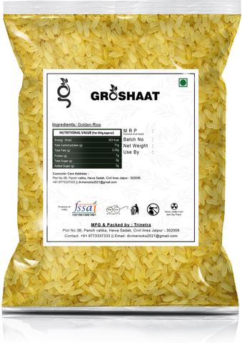 Baskati Rice Groshaat Golden Rice ( Golden Sella Rice) - 500 Grm (Pack of 1) Golden ...