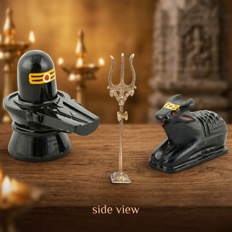 Shv Shiva Lingam with Nandi & Trishul Set Decorative Showpiece