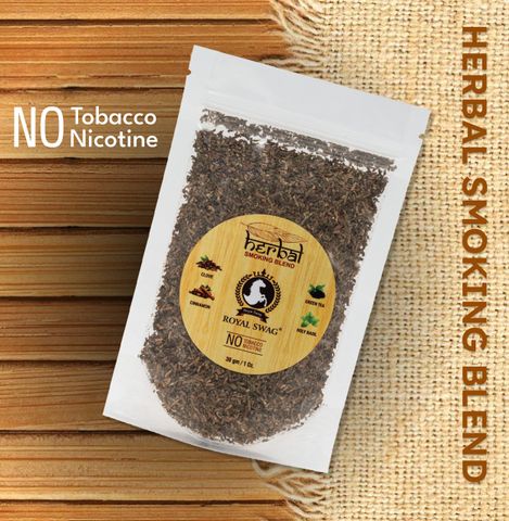 ROYAL SWAG 100% Natural Tobacco/Nicotine Free Herbal Mix Smoking Blend 30g  With Wood Pipe Smoking Cessations Price in India