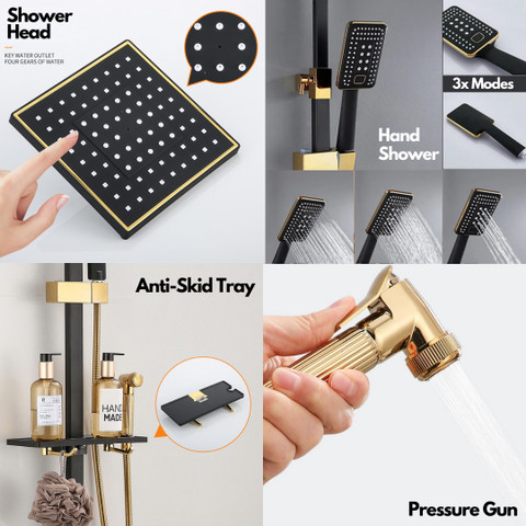 ゴールドスター　シャワーズ KD INDUSTRIES LUXURY GOLD SHOWER FULL SET | SHOWER PANEL | SHOWER
