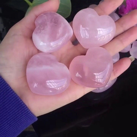 HEALIT Natural Rose Quartz Heart Stone for Love & Healing, Gift