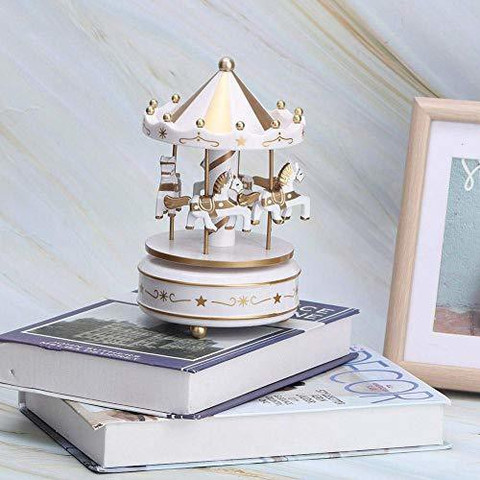 AUNMAS Merry Go Round Music Box Small Carousel Musical Box With 4