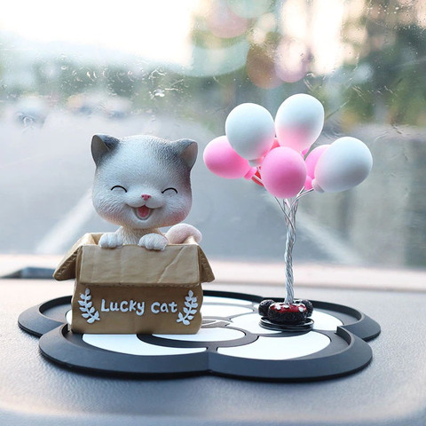 2D Shy Kitty Bobble,Stress Relief Cat Bobble Car Dashboard Decorations