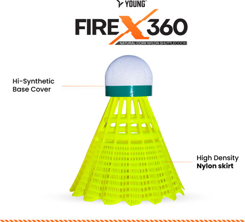 Young Fire X 360 Natural Cork Nylon Shuttlecock | Made in Taiwan