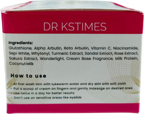 Dr Kstimes Pinkish Glow Glutathione Skin Whitening Night Cream Price in India