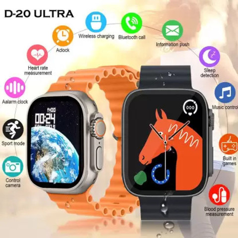 Bydye A312_D20 ULTRA HEART BEAT MONITOR SMARTWATCH BLACK (PACK OF