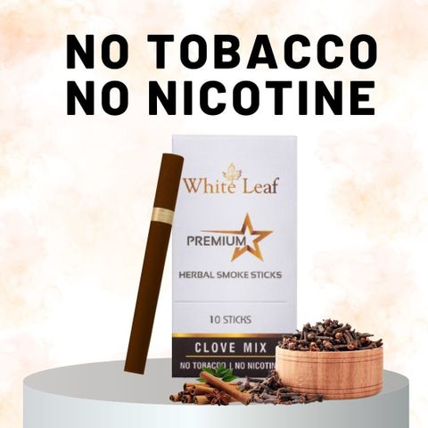 clove cigarettes without tobacco White Leaf Herbal Clove Cigarettes Flavoured King Size No Tobacco & Nicotine  With 20ML Shot Smoking Cessations Price in India