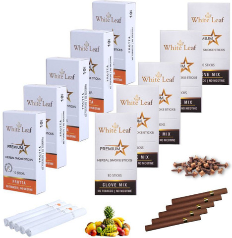 White Leaf Herbal Clove Cigarettes, Frutta Flavoured King Size Tobacco-Free  & Nicotine-Free Smoking Cessations Price in India