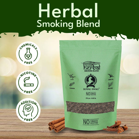ROYAL SWAG Tobacco & Nicotine Free Smoking Mixture Blend Organic 250g Mix  Ayurvedic Herb Smoking Cessations Price in India