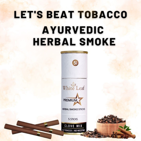 clove cigarettes no nicotine White Leaf Herbal Clove Cigarettes Flavoured King Size No Tobacco & Nicotine  With 20ML Shot Smoking Cessations Price in India