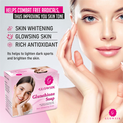 GLOWSIK Glutathione Skin Whitening & Glowing Soap With Vitamin C ,Grape  Seed 100 Gm Each - Price in India, Buy GLOWSIK Glutathione Skin Whitening &  Glowing Soap With Vitamin C ,Grape Seed