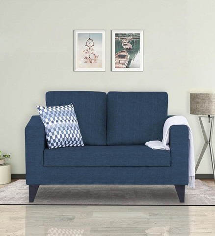 Carftjar Wooden Frame Two Seater Fabric Sofa For Living Room
