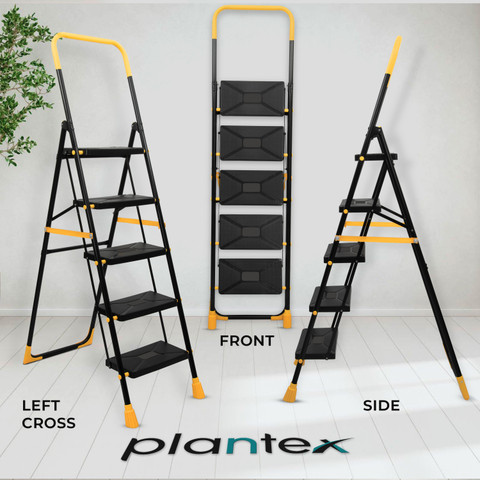 Plantex 5 Step Ladder for Home/Anti-Skid Wide Step Ladder/Folding
