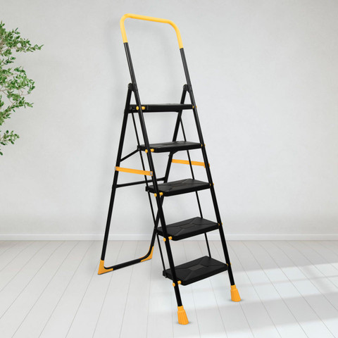 Plantex 5 Step Ladder for Home/Anti-Skid Wide Step Ladder/Folding