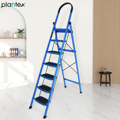 Plantex Premium Steel Foldable 7-Step Ladder for Home - Wide Anti