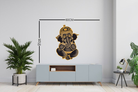 Decoar Nirmal 60 cm Golden ganesh ji for self adhesive sticker