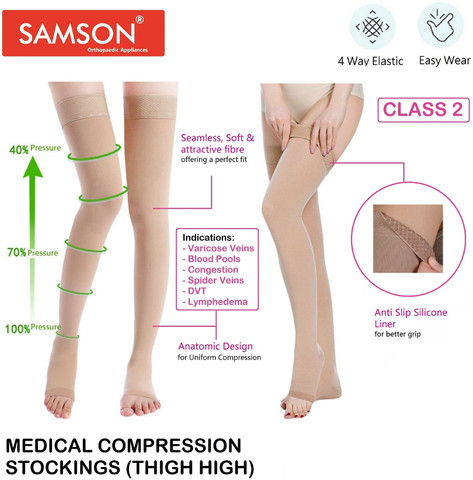 SAMSON Medical Compression Stocking for Leg Pain(Thigh High - XL Size ...
