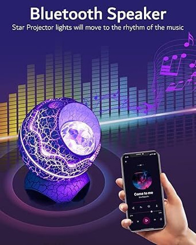 PRIMRT Egg Galaxy Projector with Music Bluetooth Speaker Night