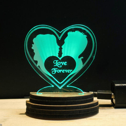 Loveboat 7 Color Optical Illusion LED Lamp - 3D Glow Art Sculpture For Home Decor (Beautiful Girl)