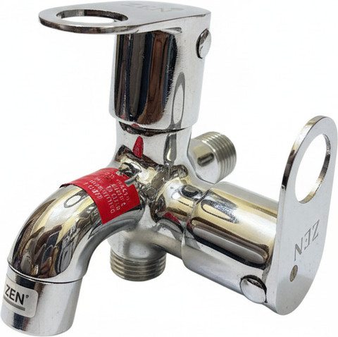 もこパイセン Zen Premium Quality Brass 2 Way Bib Cock (Pack Of 1) Tap Adapter