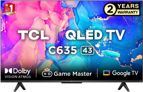 TCL 108 cm (43 inch) QLED Ultra HD (4K) Smart Google TV with Hands