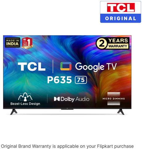 【新品・未使用】TCL GoogleTV TCL 189 cm (75 inch) Ultra HD (4K) LED Smart Google TV with Dolby