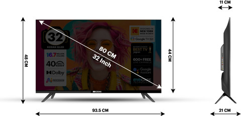 テレビデオ KODAK 80 cm (32 inch) QLED HD Ready Smart Google TV 2026 Edition