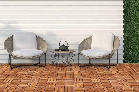 Plantex Merbau Wood Deck Tiles for Garden Waterproof Flooring