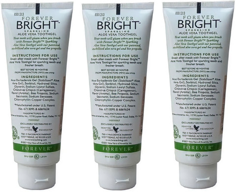 FOREVER Living Bright Alovera Toothgel (130gm Pack of 3